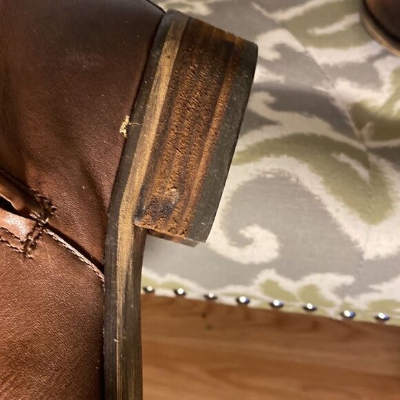 Arturo Chiang Faux Leather Brown Riding Moto Western Knee Boots Size 6.5 - Picture 8 of 12